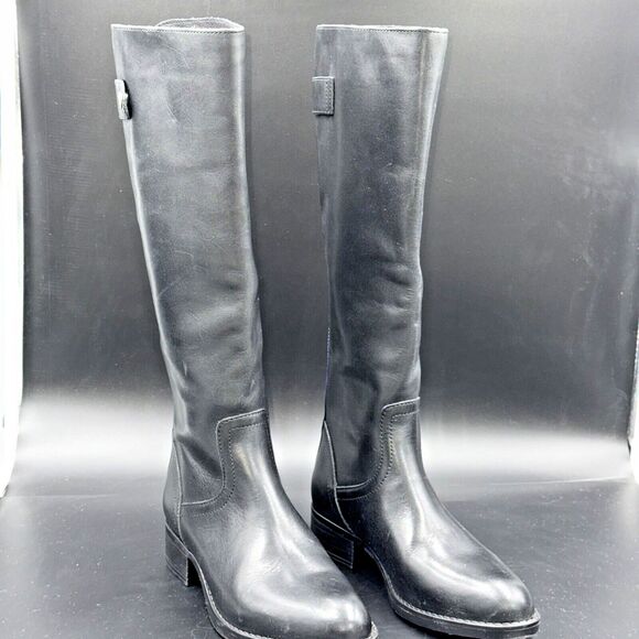 Steve Madden Journal Womens Black Leather Riding Boots Tall Full Zip SZ 7.5 NWOB - Picture 1 of 8